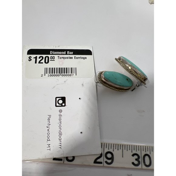 Turquoise Sterling Silver Earrings Womens Navajo Southwestern Cowgirl NEW - Picture 4 of 4